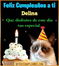 GIF Gato meme Feliz Cumpleaños Delina